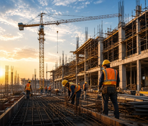 Construction workers on site