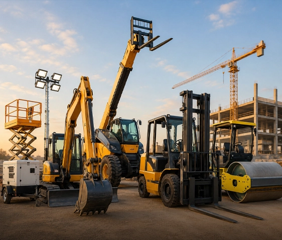 Equipment rental fleet of boom lifts